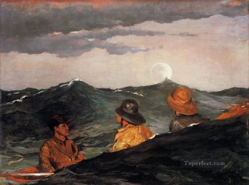 klimt kiss Painting - Kissing the Moon Realism marine painter Winslow Homer